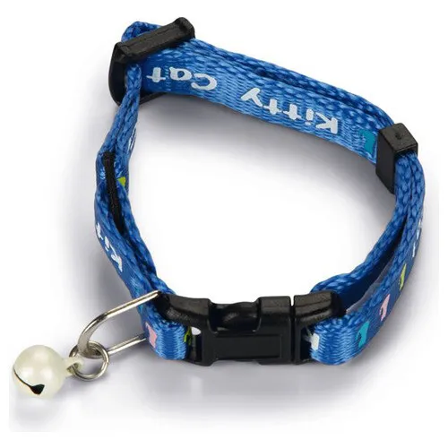 Beeztees Kätzchenhalsband Kitty Cat blau 23x0,8 cm Nylon mit Glocke