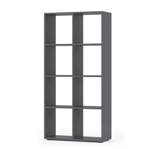 Vicco Raumteiler Scutum, Grau, 72 x 143 cm - Raumteiler-Regale mit 8 Ablageflächen, ideal zur Raumgestaltung und Aufbewahrung, robust aus melaminbeschichteter Spanplatte.
