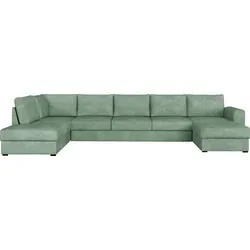 MIRJAN24 Ecksofa Wilma Large, U-Form Polsterecke vom Hersteller, Schlafsofa mit zwei Bettkasten, Wohnlandschaft (Farbe: Coral 55, Seite: Links) - Grün
