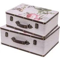 HMF Aufbewahrungsbox Vintage Koffer - Handgefertigter Deko Koffer im Rosen Design - Aufbewahrungsboxen im charmanten Vintage-Stil, handgefertigt mit liebevollen Details. Perfekt als Geschenkkoffer oder stilvolle Aufbewahrungslösung in verschiedenen Größen.