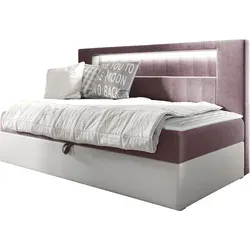 MIRJAN24 Boxspringbett Gold Junior 2 - Rosa, 80x200 cm Einzelbett mit Bonellfederkern - Betten: Komfortables Boxspringbett mit Bettkasten und hochelastischem Matratzen-Topper für optimalen Schlafkomfort und einfache Handhabung.