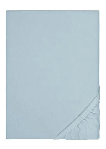Biberna Feinbiber-Spannbetttuch 0002744 blau 140-160 cm x 200 cm - Bettlaken aus 100% Baumwolle, super weich und gemütlich, perfekt für ein angenehmes Schlafgefühl in taubenblau.