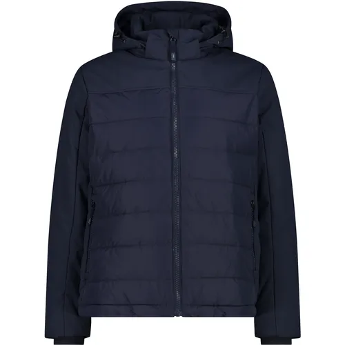 CMP Herren Zip Hoodie Jacke (Größe 5XL, blau) - Kompakte Herrenjacke mit abnehmbarer Kapuze, optimal für aktive Freizeitgestaltung und kühle Tage.