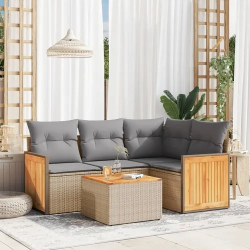 Maison Exclusive 5-tlg. Garten-Sofagarnitur Beige mit Kissen