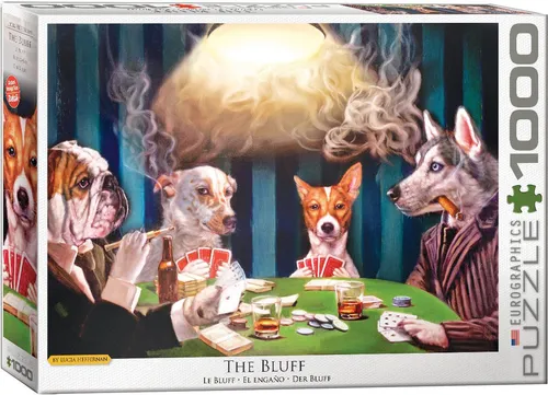 Puzzle 1000 Teile Puzzle - Puzzle - Der Bluff - Hunde von Lucia Heffernan, Puzzleteile