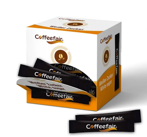 Coffeefair Zuckersticks Schwarz 100 x 3,6g Portions-Zucker Feinzucker