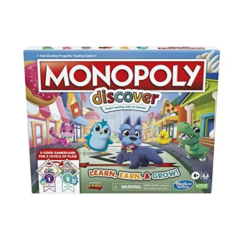 Monopoly Lernen Spielen, Brettspiel für Kinder ab 4 Jahren, 2-Seiten-Brett, lustiges Pädagogisches Werkzeug für die ganze Familie