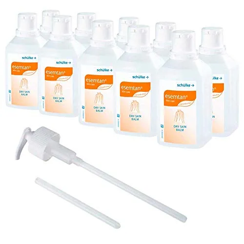 10x 500 ml Schülke Esemtan® Dry Skin Balm Pflegebalsam Haut Lotion Creme, farbstofffrei + 1x Dosierpumpe