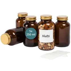 Relaxdays Braungläser 5er Set 250ml Braun,Gold