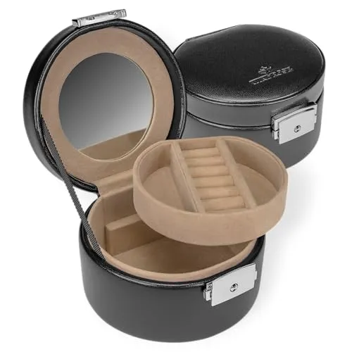 WINDROSE Schmuckkoffer Merino - Elegante Schmuckschatulle mit abschließbarem Schnappverschluss, ideal für die sichere Aufbewahrung Ihrer Schmuckstücke.