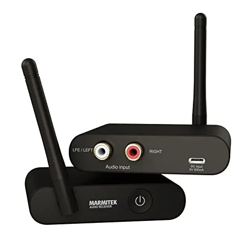 Marmitek Funk Subwoofer WS400 - Audio & Video Adapter - Drahtlose Subwoofer-Übertragung ohne Qualitätsverlust, einfaches Plug & Play mit 3,5mm Klinkenanschluss für sofortigen Einsatz.