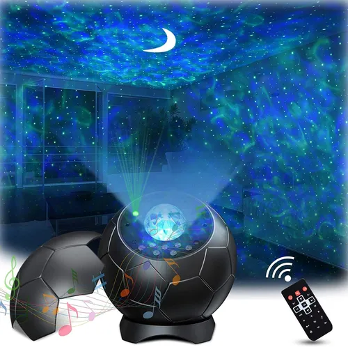 Lupantte Lichtprojektor, Nachtlichtprojektor mit Fernbedienung & Sprachsteuerung & Timer & Musiklautsprecher, Sternenprojektor Ton/Helligkeit/Geschwindigkeit einstellbar, 21 Farben und 72 Effekte, Raumdeko/Geschenk/Party.