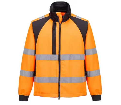 Portwest Arbeitsjacke CD861 - WX2 Eco Warnschutz - Die WX2-Warnschutzjacke überzeugt durch strapazierfähiges, wasserabweisendes Gewebe und innovative Stretcheinsätze. Ideal für unterschiedliche Arbeitsumgebungen, bietet sie Komfort und hohe Bewegungsfreiheit. Zertifiziert nach EN ISO 20471.