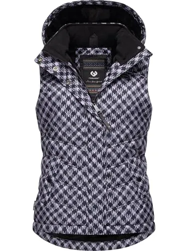 Ragwear Damen ärmellose Outdoorweste Hesty Print YOUMODO Lavender - Funktionsjacke: Wasserdicht, atmungsaktiv und mit abnehmbarer Kapuze - perfekt für kalte Wintertage und stylisch kombiniert!