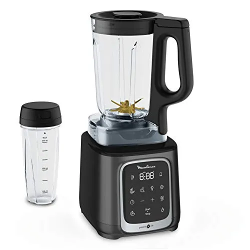 Moulinex InfinyMix LM91HD Standmixer, 5 Programme + manuell, Tritan Karaffe BPA-frei 1.75L + Transportflasche Tritan 600ml Buch 50 Rezepte Smoothies Eis Zerkleinern 1600W, Keine Angaben