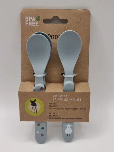 H035 - Lässig Löffel 4er Pack - Tiny Farmer - Sheep & Goose - Blue