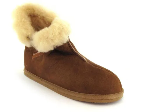 Shepherd Hausschuhe aus Leder mit Lammfell - Hausschuhe mit hohem Schaft aus gewachsenem Lammfell für optimale Wärme und Komfort. Ideal für kalte Tage, mit rutschfester Sohle und stylischem Animal Print.