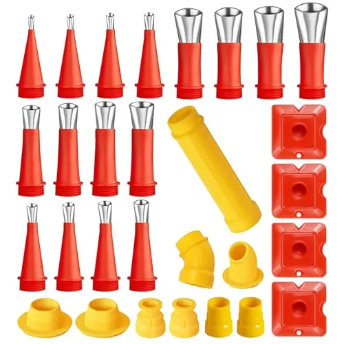 pcs Universal Gummidüse, Kartuschenspitzen, Edelstahl Düse silikon spitzen, Edelstahl Silikonspitzen,Universal Integrierte gummidüse für Fugenfüller Glaskleber Fenster Badezimmer,Wiederverwendbare 29