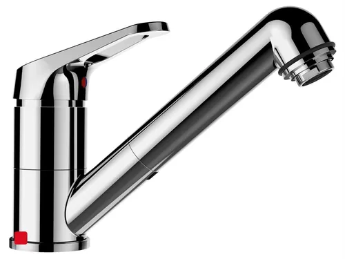 Schock Cosmo Chrom 525121CHR Hochdruckarmatur - Hochdruckarmatur mit Ausziehauslauf und einem großzügigen Schwenkbereich von 150°, ideal für moderne Küchen.