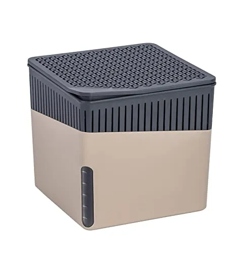 Wenko Luftentfeuchter Cube 50222100 - Luftentfeuchter für bis zu 80 m³, schützt vor Schimmel und unangenehmen Gerüchen. Umweltfreundlich, geräuschlos und stylish in Beige - ideal für Zuhause und unterwegs.