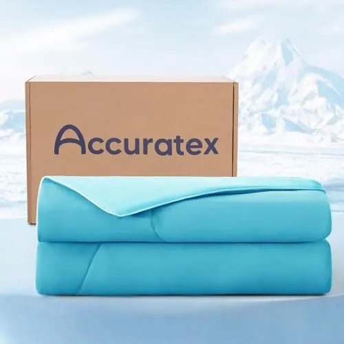 ACCURATEX Kühldecke 140×200 cm, Sommerdecke für Heiße Schläfer, Blau