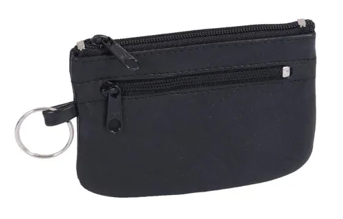 GlücksNugget Schlüsseltasche flache Lederschlüsseltasche schwarz
