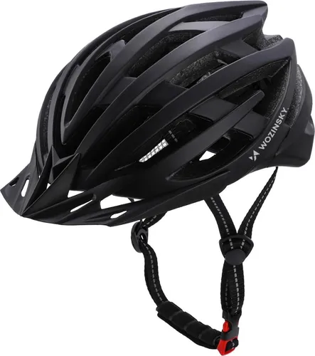 Wozinsky MTB Fahrradhelm mit abnehmbarem Visier und USB-Rücklicht 54-57 cm - Schwarz - Der Wozinsky MTB Fahrradhelm bietet hohen Schutz und optimale Belüftung. Mit abnehmbarem Visier und USB-Rücklicht für mehr Sicherheit bei jeder Fahrt.