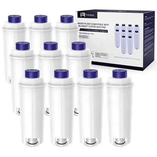 iRhodesy Wasserfilter Kompatibel mit Delonghi DLSC002, Wasserfilter Ersatzfilter Water Filter Kompatibel mit DeLonghi Kaffeemaschinen ECAM, ETAM, ESAM, BCO, EC. (10er Pack)