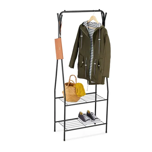 Kleiderständer Garderobenständer Flurgarderobe 4 Haken 2 Ablagen 1,9 kg