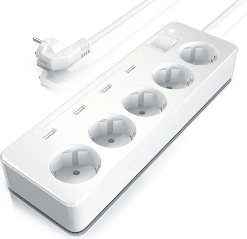 BEARWARE 5-fach Steckdosenleiste mit USB-Anschlüssen