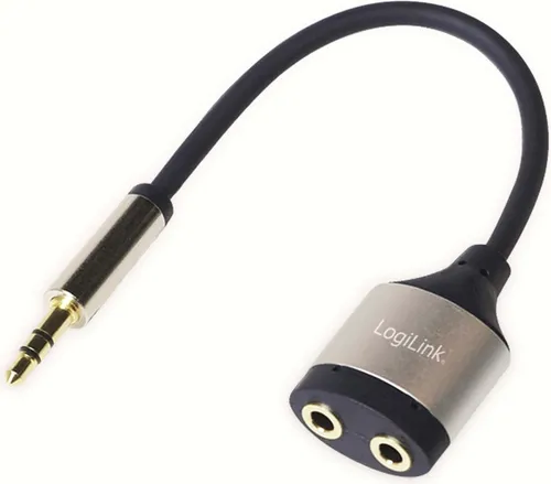 Logilink Audio-Kabel,3,5mm 3-Pin/M 2x3,5mm 3-Pin/F,schw.Blau