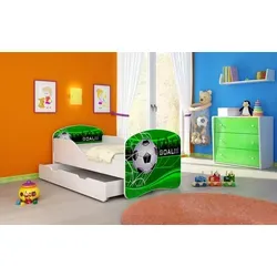 ACMA I Jugendbett Kinderbett Junior-Bett Komplett-Set mit Matratze Lattenrost Weiß 14 Goal 180x80 + Bettkasten - Weiß