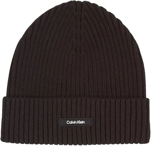 Calvin Klein Herren Strickmütze Classic Cotton Rib Beanie - Strickmützen für Herren – Hochwertige Beanie aus 50% Bio-Baumwolle und Kaschmir, ideal für kalte Tage mit optimalem Tragekomfort und zeitlosem Design.
