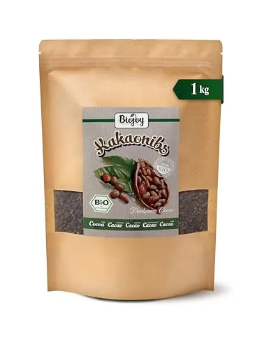 Biojoy BIO-Kakao nibs (1 kg), Sorte Criollo aus Peru, roh und ohne Zuckerzusatz, Cacao nibs (Theobroma cacao)