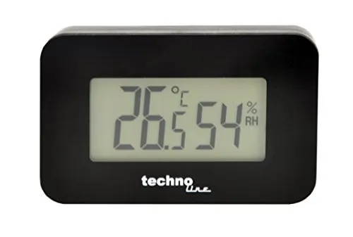 Technoline Mini - Thermometer WS 7009 für Büros, Arbeitsplätze, Auto, Caravan, Mohnmobil, Thermometer mit Hintergrundbeleuchtung für den Innenraum, Temperaturanzeige, Luftfeuchteanzeige
