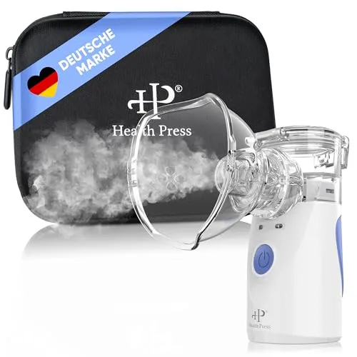 Health Press® Tragbares Inhalationsgerät – Effektiver Vernebler für Erwachsene & Kinder - Elektrische Inhalatoren mit hochwertiger Aufbewahrungsbox und leiser Verneblung für ungestörte Nutzung – ideal für Reisen und den Alltag.
