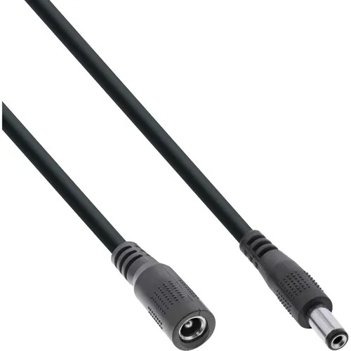 InLine® DC Verlängerungskabel, DC Stecker/Buchse 5,5x2,5mm, AWG 18, schwarz, 2m
