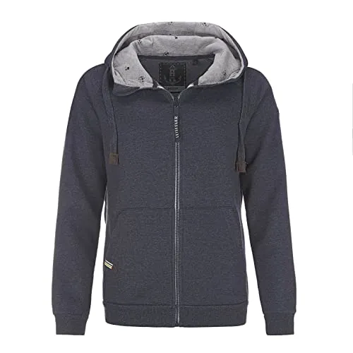 Leitfeuer Damen Sweatjacke mit Kapuze - Unifarbene Hoodie Kapuzenjacke mit Raglanärmeln in Dark Navy Größe XXL