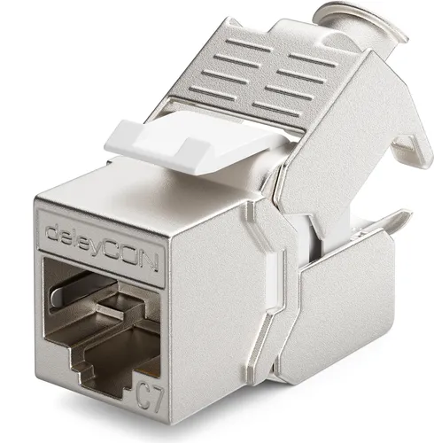 deleyCON 1x CAT 7 Keystone Jack Modul Optimal für CAT7 CAT6 CAT6a Verlegekabel Verbinder Patchkabel Netzwerkkabel STP Schirmung RJ45 Buchse 1000 MHz 10 Gbit/s Schneidklemme (LSA)