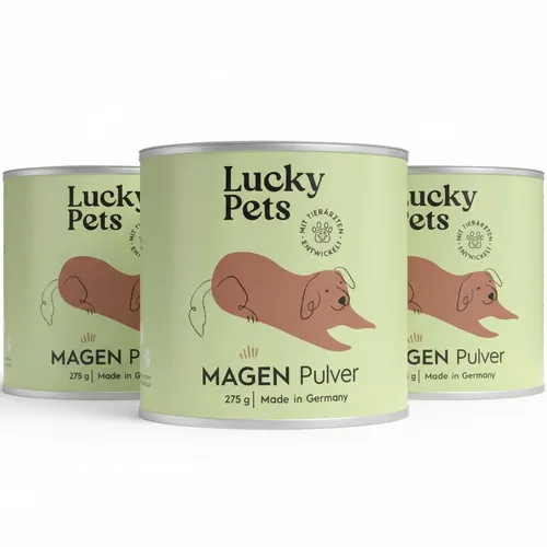 Lucky Pets Magenpulver für Hunde mit Ulmenrinde – Sofort verzehrfertig, ohne Aufkochen - Lucky Pets Magenpulver – das praktische Futtertopping für Hunde. Einfach über das Futter geben und von der dualen Wirkung profitieren: Schutz für den Magen und Unterstützung der Verdauung. Premium-Qualität aus Deutschland.