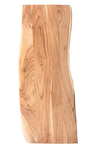 SAM Tischplatte 100x40 cm Tonia, Holzplatte Akazienholz massiv + naturfarben + lackiert, Baumkanten-Platte für Heimwerker, Arbeitsplatten, Tische & Fensterbretter