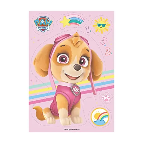 Dekora - Tortendeko Essbar zum Ausschneiden | Paw Patrol Tortenaufleger mit Skye Design aus Zuckerfreiem Esspapier