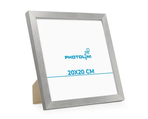 PHOTOLINI Bilderrahmen 20x20 cm quadratischer Poster-Rahmen, zum Aufhängen & Aufstellen, (1 Rahmen), MDF Holz, bruchsicheres Acrylglas, für Fotos & Poster