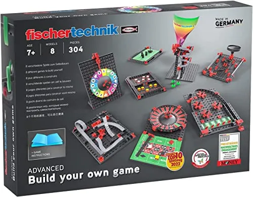 fischertechnik 564067 Build your own game Bausatz - Kreativer Bausatz für Kinder ab 7 Jahren, mit 8 Modellen für spannende Gesellschafts- und Geschicklichkeitsspiele.