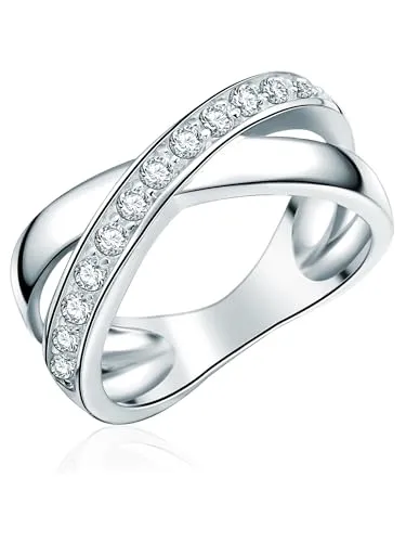Rafaela Donata Damen Ring 925/- Sterling Silber rhodiniert Zirkonia weiß Silberring