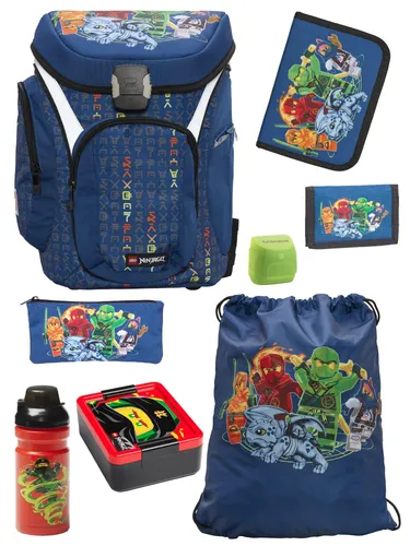 Lego Ninjago Schulranzen 1.Klasse 8-teilig mit Brotdose & Trinkflasche