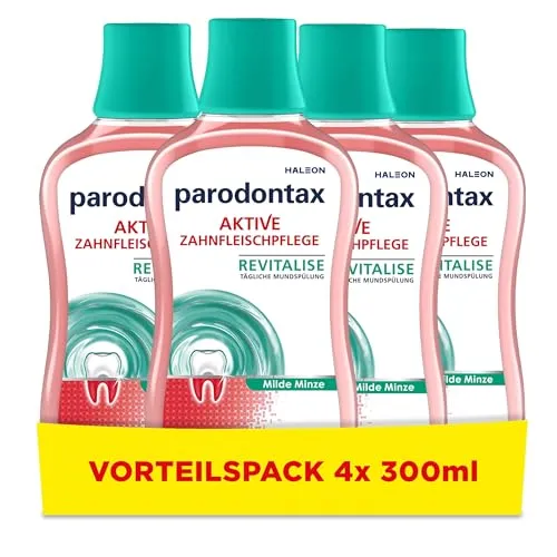 Parodontax Mundspülung Frische Minze, zur täglichen Zahnfleischpflgege, 4x 300ml