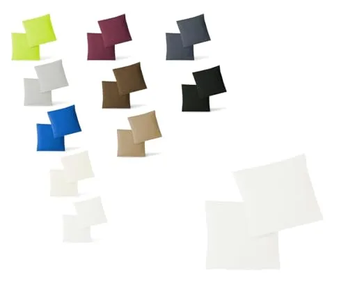 EXKLUSIV HEIMTEXTIL Kissenhülle Kissenbezug Doppelpack mit Reißverschluss hochwertige Jersey hohe Qualität Weiss 80 x 80 cm