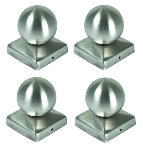 4x Edelstahl Pfostenkappe Kugel 90 x 90 mm – Zaunkappe für stilvolle Abdeckung - Hochwertige Pfostenkappen aus Edelstahl, korrosionsbeständig und wetterfest. Ideal für eine dekorative und langlebige Abdeckung Ihrer Zaunpfosten. Lieferung im praktischen 4er-Pack.