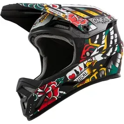 Oneal Backflip Inked Downhillhelm XS - Mehrfarbig - Fahrradhelm mit break-away Visierschrauben für mehr Sicherheit und höhenverstellbarem Schirm, erfüllt höchste Sicherheitsstandards für Downhill-Fahrer.